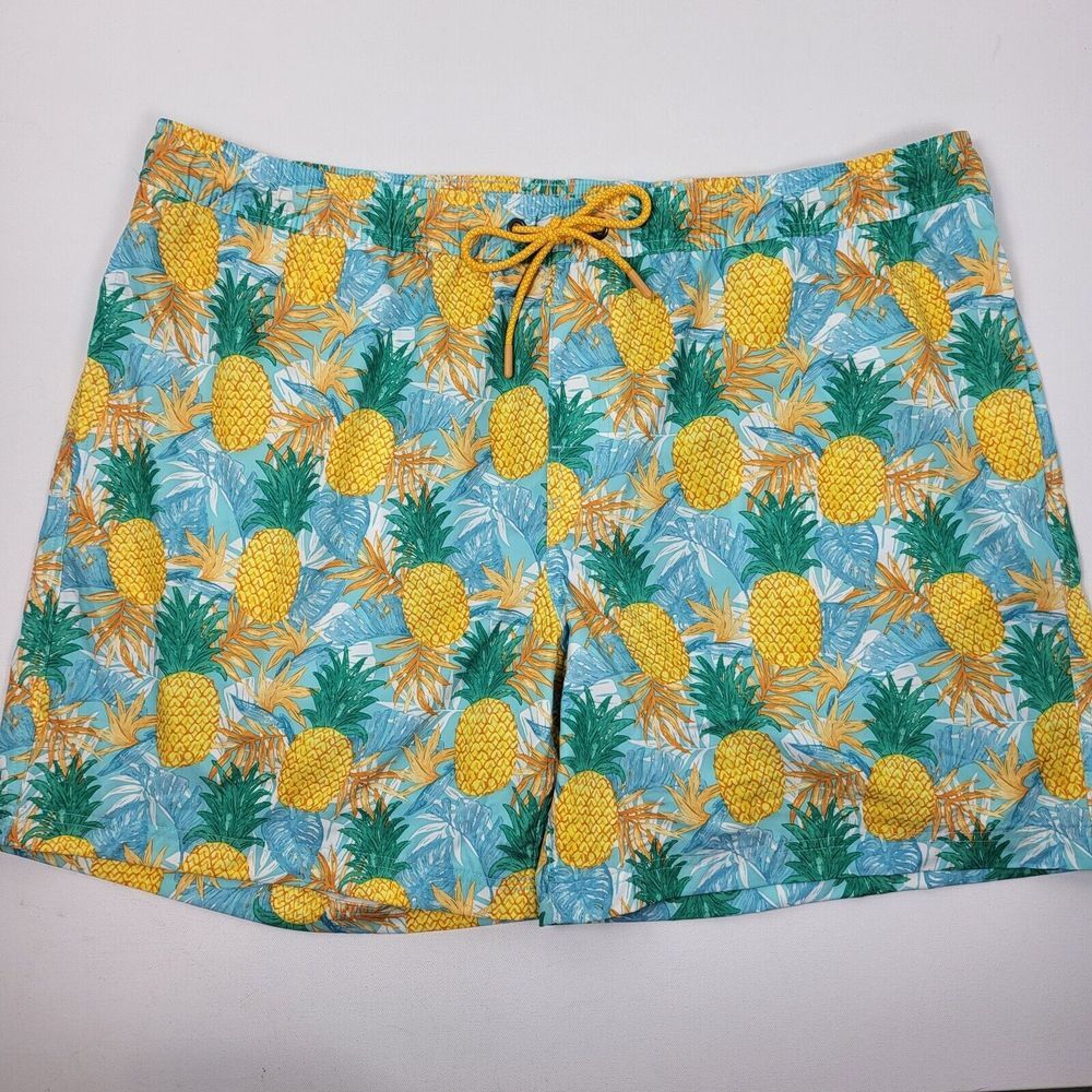 Member's Mark Men's 4-Way Stretch UPF 50 Resort‎ Pineapple Swim Trunks Size XXL